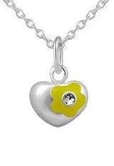 felicitous itsy-bitsy silver flower heart baby birthstone necklace